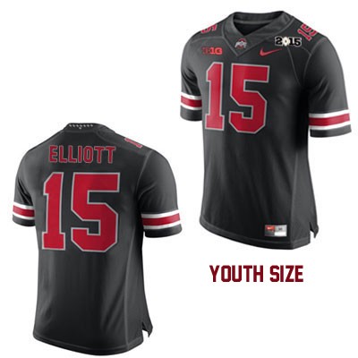 Ohio State Buckeyes Youth Ezekiel Elliott #15 Black Authentic Nike 2015 Patch College NCAA Stitched Football Jersey AJ19O36ID